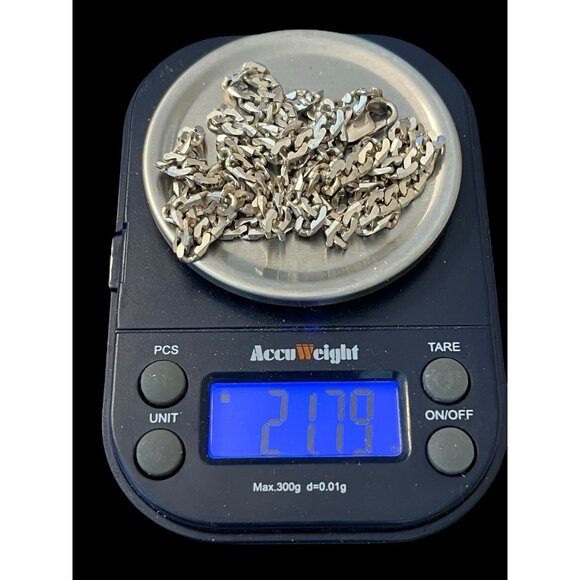 Mens Cuban Curb Link Chain Necklace 925 Sterling Silver 24 in Italy - Picture 3 of 7